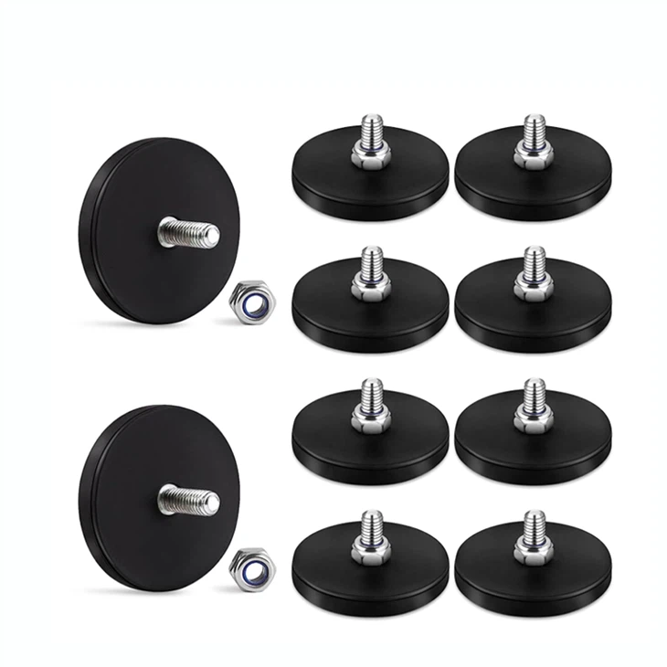 M6 Threaded Neodymium Pot Magnet With Rubber Coating | Heavy Duty Round Magnetic Base best